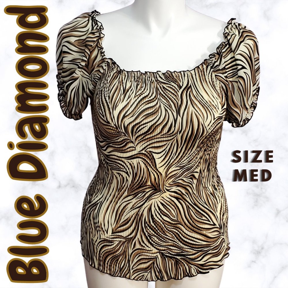 Blue Diamond Women's Brown Pattern Shirt Size Medium